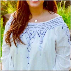 Skies are Blue Boho Off Shoulder Top - Picture 1 of 6