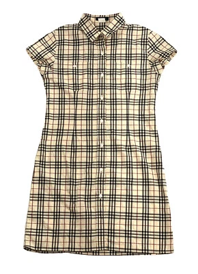 Vintage BURBERRY 90s Y2K Mini Shirtdress Girls 12 Check Allover Print Womens XS  - Image 1 of 4