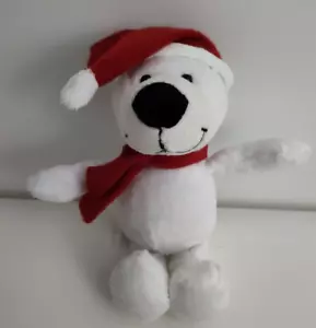 Kinder Orso Polare Bianco con Sciarpa e Cappello Rosso Grande Sorriso 9" Morbido Peluche Animale - Foto 1 di 5