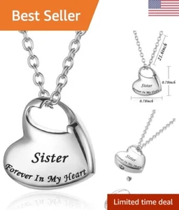 Waterproof Memorial Pendant - Stainless Steel Cremation Urn Necklace for Ashes - Picture 1 of 9