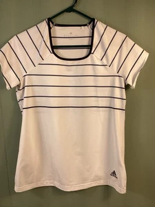 Adidas Damen Climalite Top M weiß schwarz gestreift Pickleball Golf Freizeit Sport - Bild 1 von 6