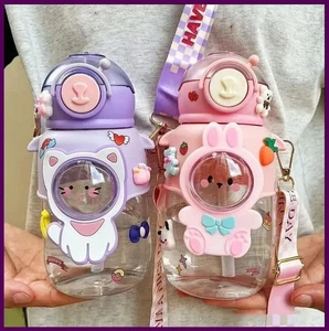 Linda Botella de Agua Portátil de Dibujos Animados para Niños Escuela Niños Niña Taza con Pajita 720ML - Imagen 1 de 27