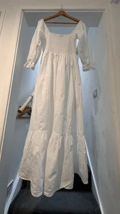 Puff Sleeve 100% Cotton Long Dress - Picture 1 of 12