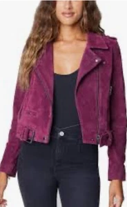 BLANK NYC suede biker moto jacket wild diamond plum -S-NWT! $198 - Picture 1 of 8
