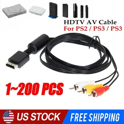 6 Feet AV to RCA Audio Video Composite Cable Cord For Sony PS1 PS2 PS3 PS3 Slim - Image 1 of 4