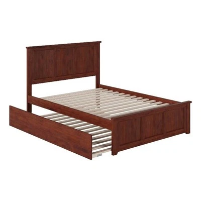 Pemberly Row Solid Wood Full Platform Bed with Full Trundle in Walnut - Image 1 of 4