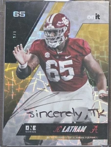 2023 ONIT JC Latham 1/1 Series Auto Alabama Tide & Tennessee Titans w/ Inscrip. - Picture 1 of 4
