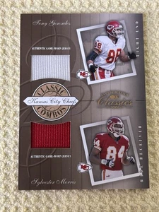 2001 DONRUSS CLASSICS COMBOS TONY GONZALEZ MORRIS GAME USED JERSEY /100 KCCHIEFS - Picture 1 of 2