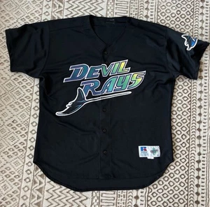 Greg Vaughn #23 Tampa Bay Devil Rays Black Russell Jersey Signed 2x Rare VTG MLB - Picture 1 of 13