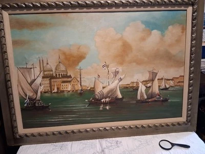 A Large Original Painting Of Italy Or Somewhere In Middle East (No Signature) - Изображение 1 из 4