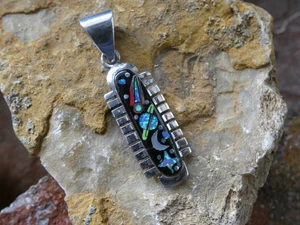 Cosmic Night Sky Multi Gemstone Opal Aluminum Sterling Silver Alloy Pendant AT4 - Picture 1 of 8