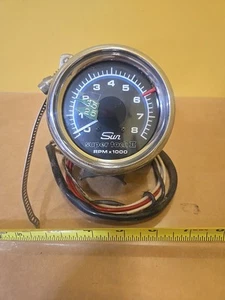 VINTAGE SUN SUPER TACH II 8,000 8K RPM BLUE LINE VINTAGE TACHOMETER - Picture 1 of 5