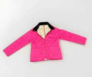 Barbour Girls' Pink Quilted Jacket with Flower Print Lining, Size 8-9 - Picture 1 of 6