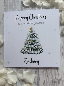 Personalised Football tree Christmas Card, Football Christmas Card, - Picture 1 of 9