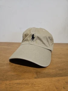 Polo Ralph Lauren Tan Cap Black Logo Adjustable Strap One Size Soft Shell Hat - Picture 1 of 16