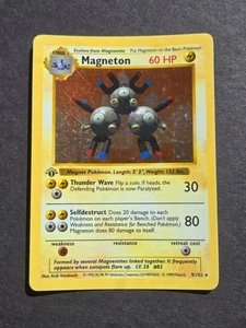 Pokemon 1ST EDITION MAGNETON 9/102 - 1999 BASE SET SHADOWLESS HOLO RARE - LP/MP - Picture 1 of 2