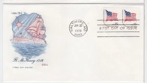 TurtlesTradingPost- American Flag 1978 #1618c Coil Pair - FDC- Farnam Cachet - Picture 1 of 1