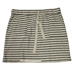 Loft Outlet Lounge Cotton Blend Mini Skirt Striped Pockets Pull On Blue White XL - Picture 1 of 21