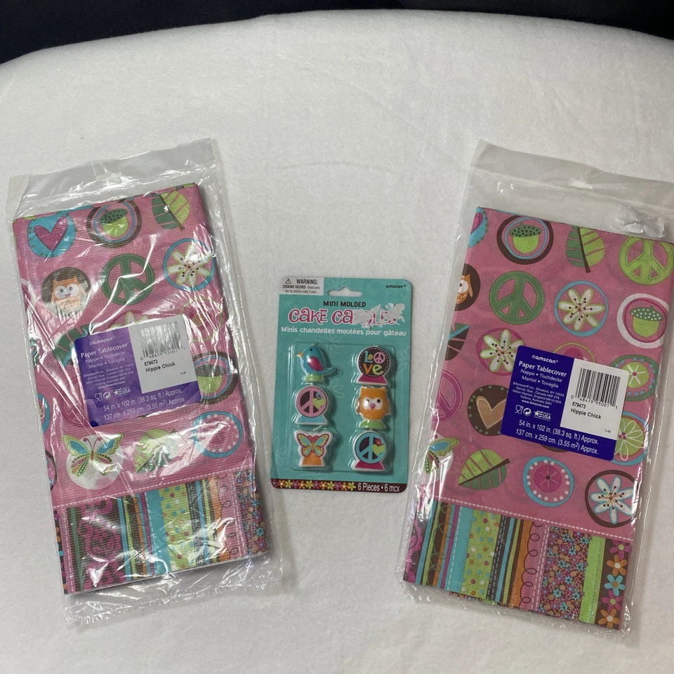 Hippie Chick Paper Table Cover Peace Owl Girl Birthday Party Supplies