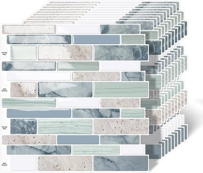 10 Sheet Peel and Stick Backsplash Tiles, 12 X 12 Inch Sage Green Self Adhesive - Image 1 of 4