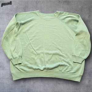 Vtg Seafoam Raglan Sweatshirt Hanes Her Way 1980s USA XL - Picture 1 of 7