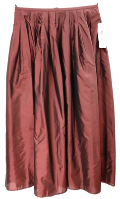 NUEVO CON ETIQUETAS JONES NEW YORK Mujer 100% Seda Plisada Maxi Falda Acampanada Rojo Granate 14 $149 Foto 1 de 4