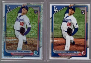2024 Bowman Chrome YOSHINOBU YAMAMOTO Rookie MEGA BOX MOJO REFRACTOR LOT X 2 - Picture 1 of 1