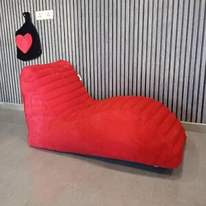 Bean Bag Chairs Sofa Fur Lounger Bean Bag Couch only cover Without Beans red