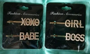new Two set Silver Pearl Word Hair Clip Slogan Barrettes xoxo,babe,girl,boss - Picture 1 of 2