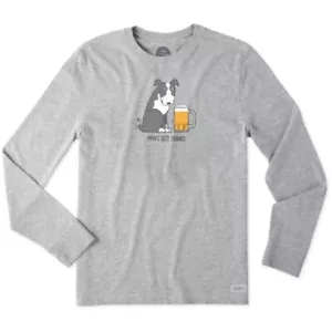 CAMISETA TRITURADORA MANGA LARGA CERVEZA PERRO MEJOR AMIGO HOMBRE LIFE IS GOOD GRIS 3XL - Imagen 1 de 4