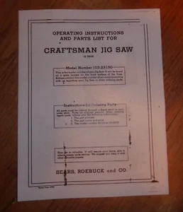 SEARS CRAFTSMAN 18 ZOLL STICHSÄGE BETRIEBSANLEITUNG 103.23150 23150 - Bild 1 von 1