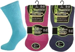 3 Pairs Womens Bamboo Extra Wide Diabetic Ladies Non Elastic Socks Oedema UK 4-8 - Picture 1 of 6