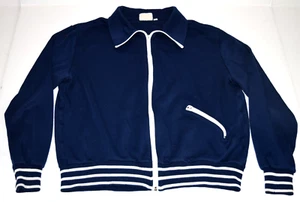 Sweatshirt VTG White Stag 70s 1 Pocket Zip Up Tennis Fashion Sweatshirt Mens L/G - Picture 1 of 11