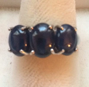 $450 ANILLO DE ZAFIRO AZUL NATURAL DE ORO SOBRE PLATA DE 14K DE VALOR SUPERIOR TALLA 6.5 - Imagen 1 de 3