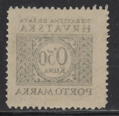 039 - CROATIA 1942 - NDH - Porto 0.50 Kune - ERROR - Abklach - MNH - Image 1 of 2
