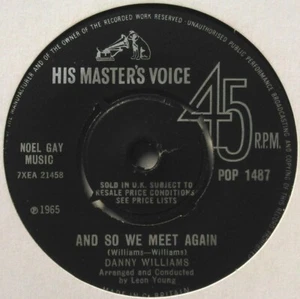 Danny Williams - And So We Meet Again (HMV, 1965) 7" vinyl single VG/- - Imagen 1 de 4