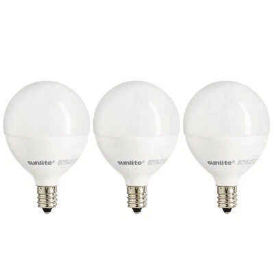 3PK E12 Dimmable LED G16.5 Globe Light Bulb, 5W (40W), 2700K, 350LM, Frosted - Image 1 of 2