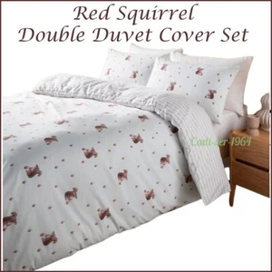 Red Squirrel Double Reversible Duvet Cover Set NEW - Picture 1 of 24