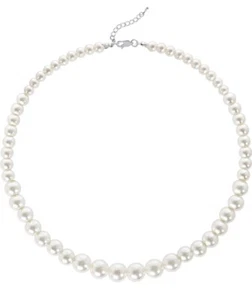 Women's Round Imitation Pearl 20" Necklace Wedding Bride Formal 6-12mm Diameter - Picture 1 of 6