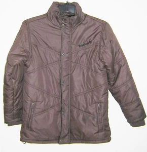 TIMBERLAND BROWN QUILTED PUFFER NYLON POLAR FLEECE JACKET YOUTH LARGE 16/18 EUC! - Picture 1 of 12