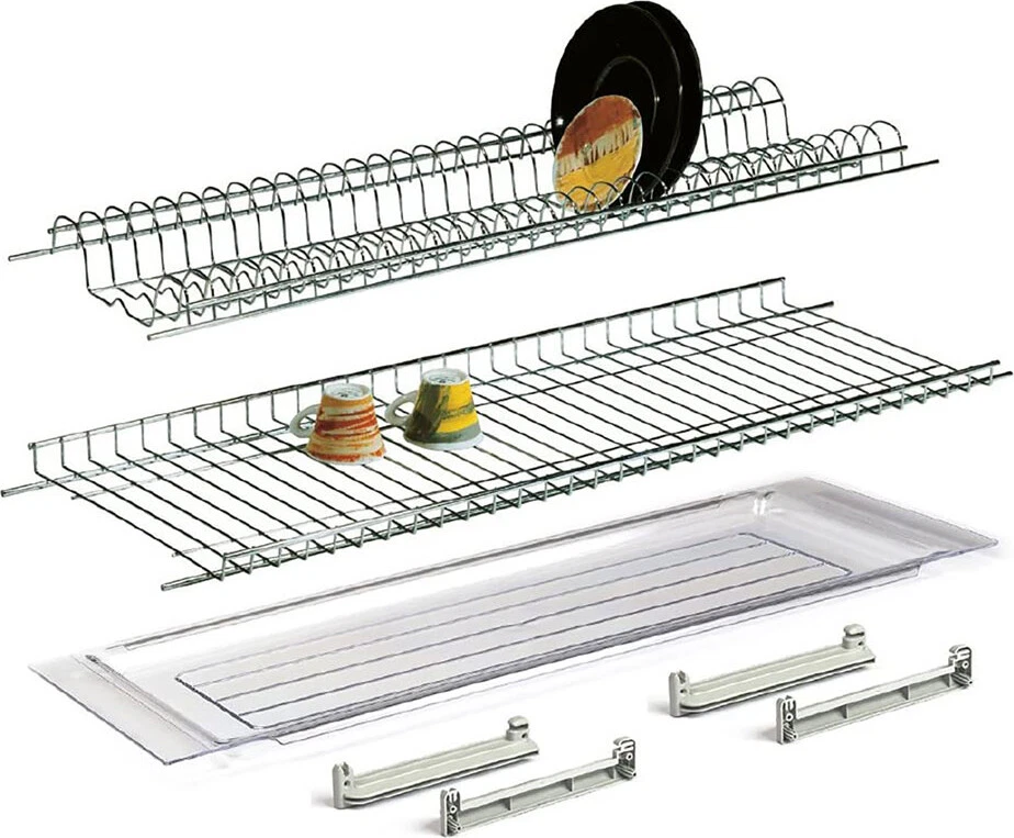 DecHome Scolapiatti Per Pensile cm 76 -Metallo Grigio Con Vaschetta H0129 62 - Immagine 1 di 1