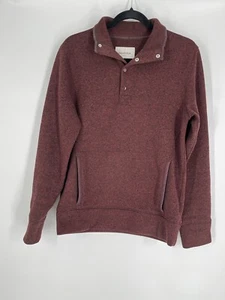 GOODFELLOW CO men's quarter snap pullover sweater sz S burgundy collared preppy - Picture 1 of 10