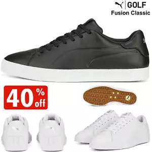 PUMA GOLF SHOES MENS GOLF SHOES PUMA FUSION CLASSIC LEATHER WHITE or BLACK - Picture 1 of 2