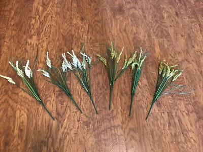 6 sprays artificiais altos e difusos de ambrósia branca/amarela - 15,5" de altura - Imagem 1 de 4