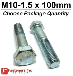 M10-1.50 x 100mm Metric Hex Cap Screws Bolts Zinc Grade Class 10.9 Hardened - Picture 1 of 2