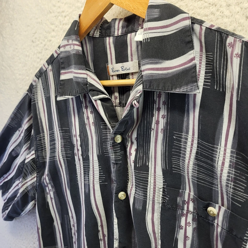 VTG Burma Bibas Mens Hawaiian Shirt Small Silk 90’s Abstract Night Club Disco - Image 1 of 4