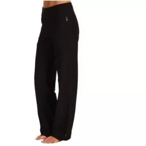 Lucy Pantalone Donna Medio Alto Gamba Larga Yoga Nero LUNGO 34” - Foto 1 di 8