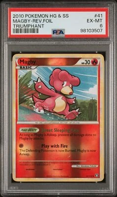 2010 POKEMON HEARTGOLD SOULSILVER TRIUMPHANT #41 MAGBY REVERSE HOLO PSA 6 POP 9! - Image 1 of 2