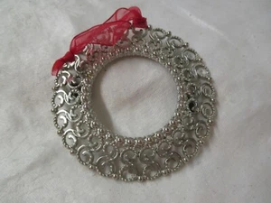 Vintage silver tone Christmas Ornament round filigree picture frame #36 - Picture 1 of 3