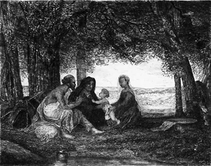 VIE de JÉSUS - REPOS de la SAINTE FAMILLE - Gravure du 19e (de Decamps) - Picture 1 of 2